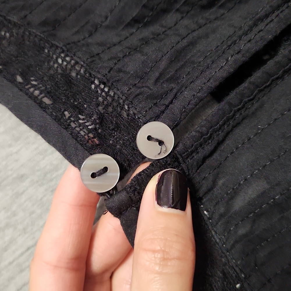 ARITZIA SUNDAY BEST Black Lacey Puff-Sleeve Crop Summer Peasant Blouse Top Shirt - Picture 8 of 16